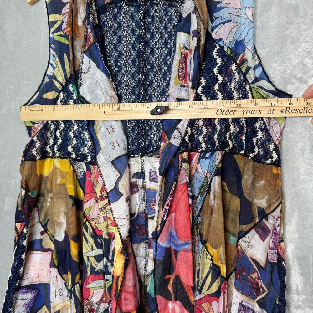 Soft Surroundings Vest Womens Medium Mixed Print Lace Sequin Boho Art to Wear - Picture 7 of 10